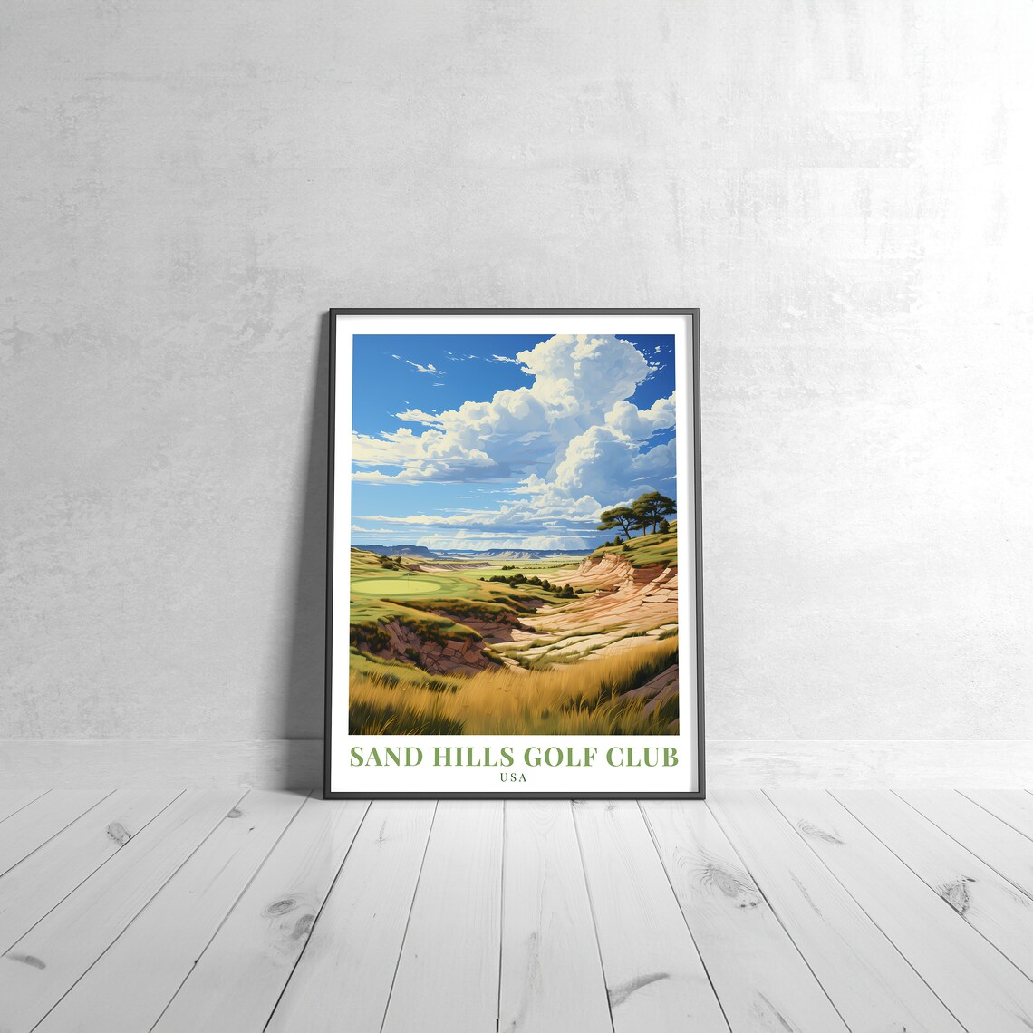 Sand Hills Golf Club USA Vintage Travel Poster Dunes Course Art