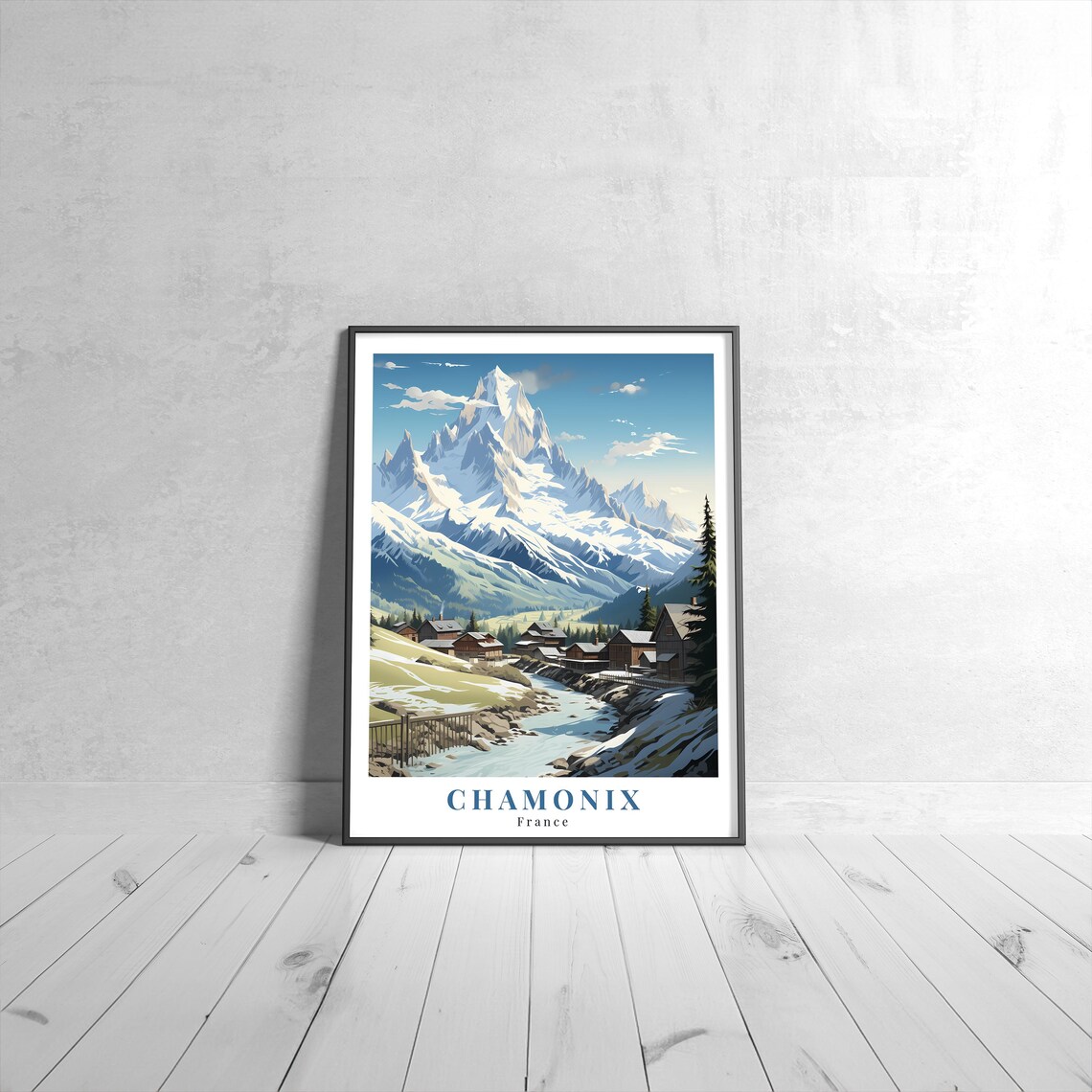 Chamonix France Vintage Travel Poster Alpine Mont Blanc Mountain