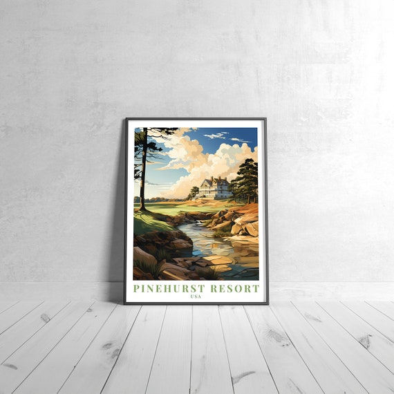 Pinehurst Resort Vintage Travel Poster Retro Usa Art Print Colorful Home Decor Wall Unique Gift