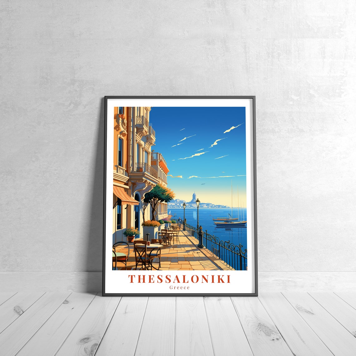 Thessaloniki Vintage Travel Poster Retro Greece Style Art Prints For Wall Decor