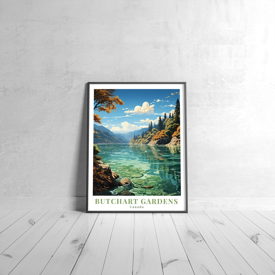 Butchart Gardens Vintage Travel Poster, Canada