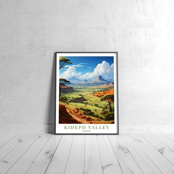 Kidepo Valley Vintage Travel Poster Retro Uganda Art Print Colorful Home Decor Wall Unique Gift