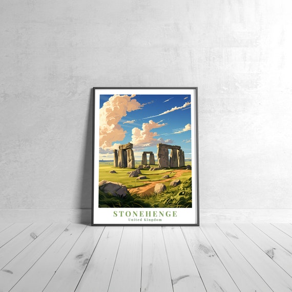 Stonehenge Vintage Travel Poster Retro United Kingdom Art Print Colorful Home Decor Wall Unique Gift