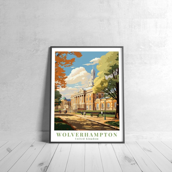 Wolverhampton Vintage Travel Poster Retro United Kingdom Art Print Colorful Home Decor Wall Unique Gift