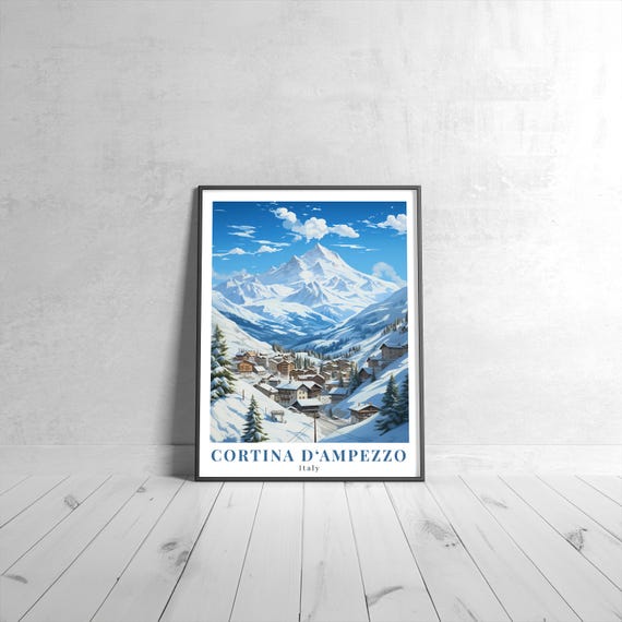 Cortina Dampezzo Vintage Travel Poster Retro Italy Art Print Colorful Home Decor Wall Unique Gift