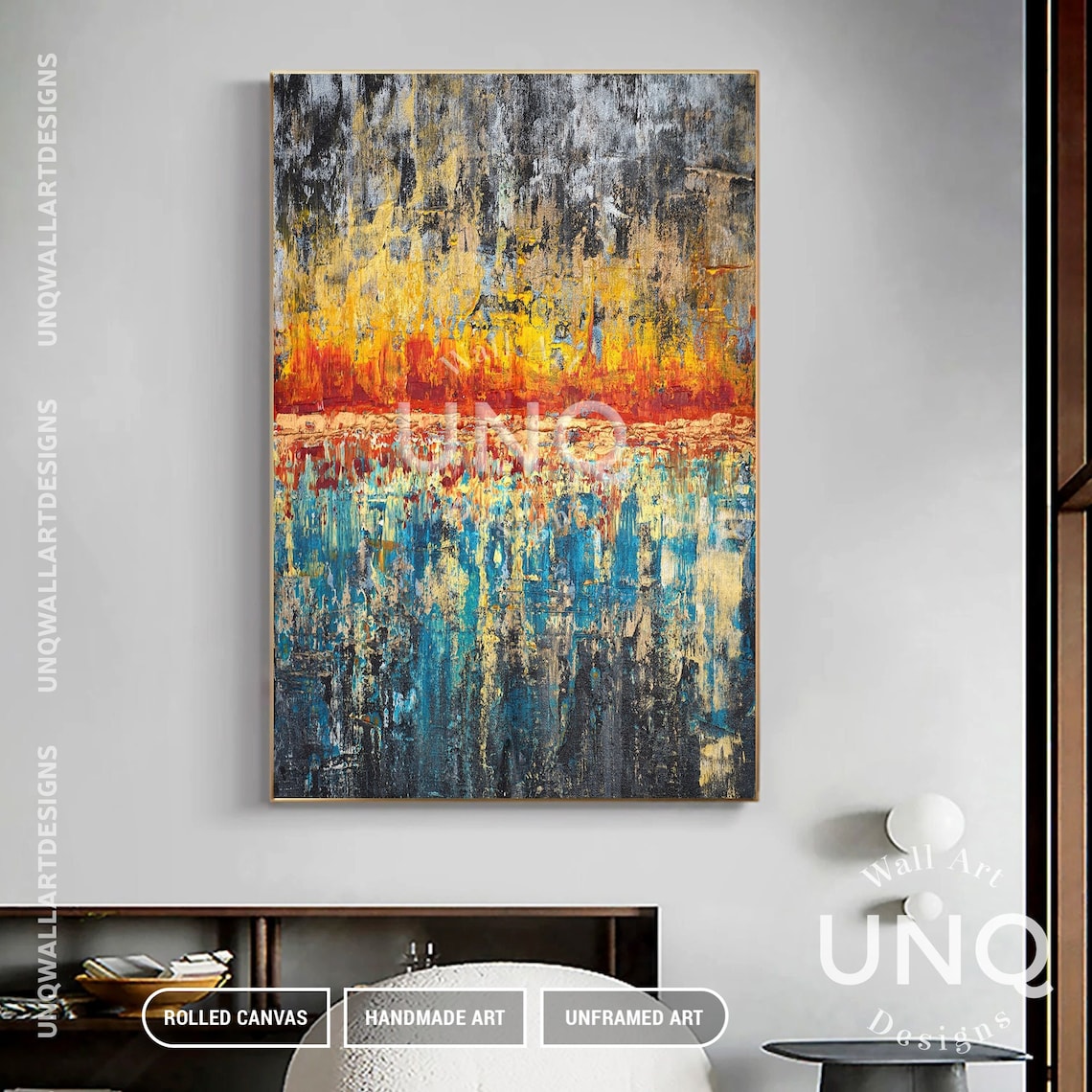 Blue And Orange Horizon Abstract Painting Modern Landscape Art Poster - Image 7