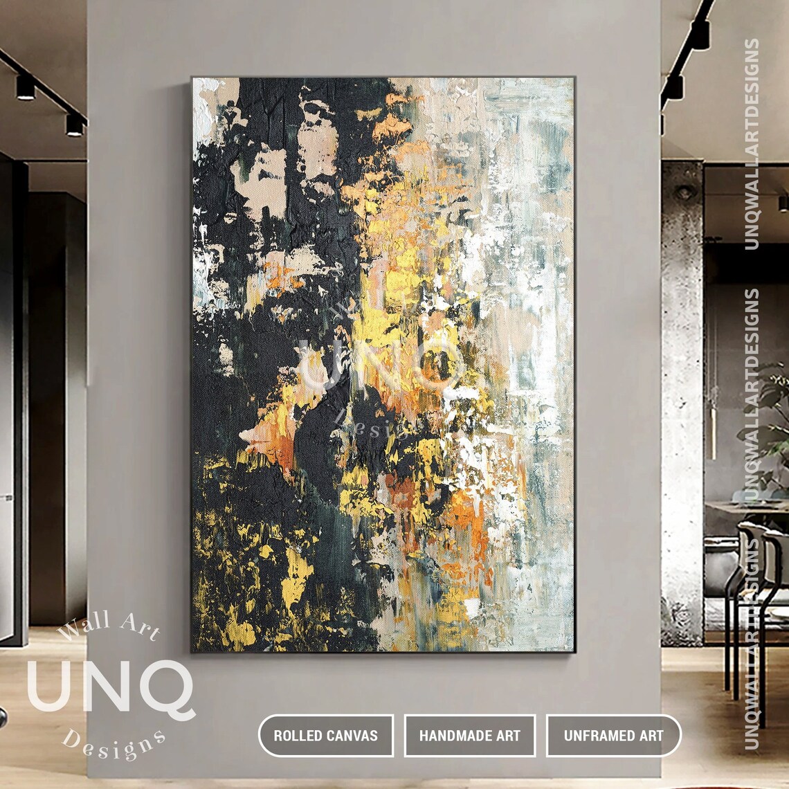 Black Gold And White Abstract Textured Painting Modern Luxury Poster - Image 4