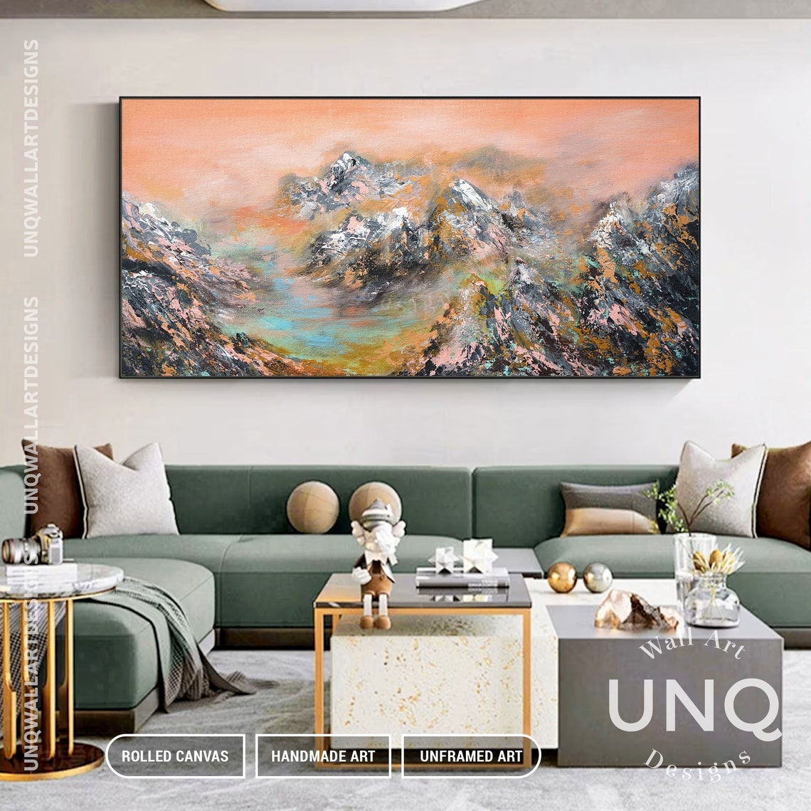 Abstract Colorful Mountain Painting Large Oil Acrylic Handmade Wall Art Minimalist Mountain Living Room Colorful Mountain On - Image 6