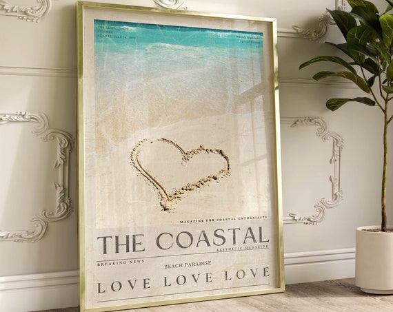 Coastal Life Vintage Beach Poster, Chic Magazine Cover