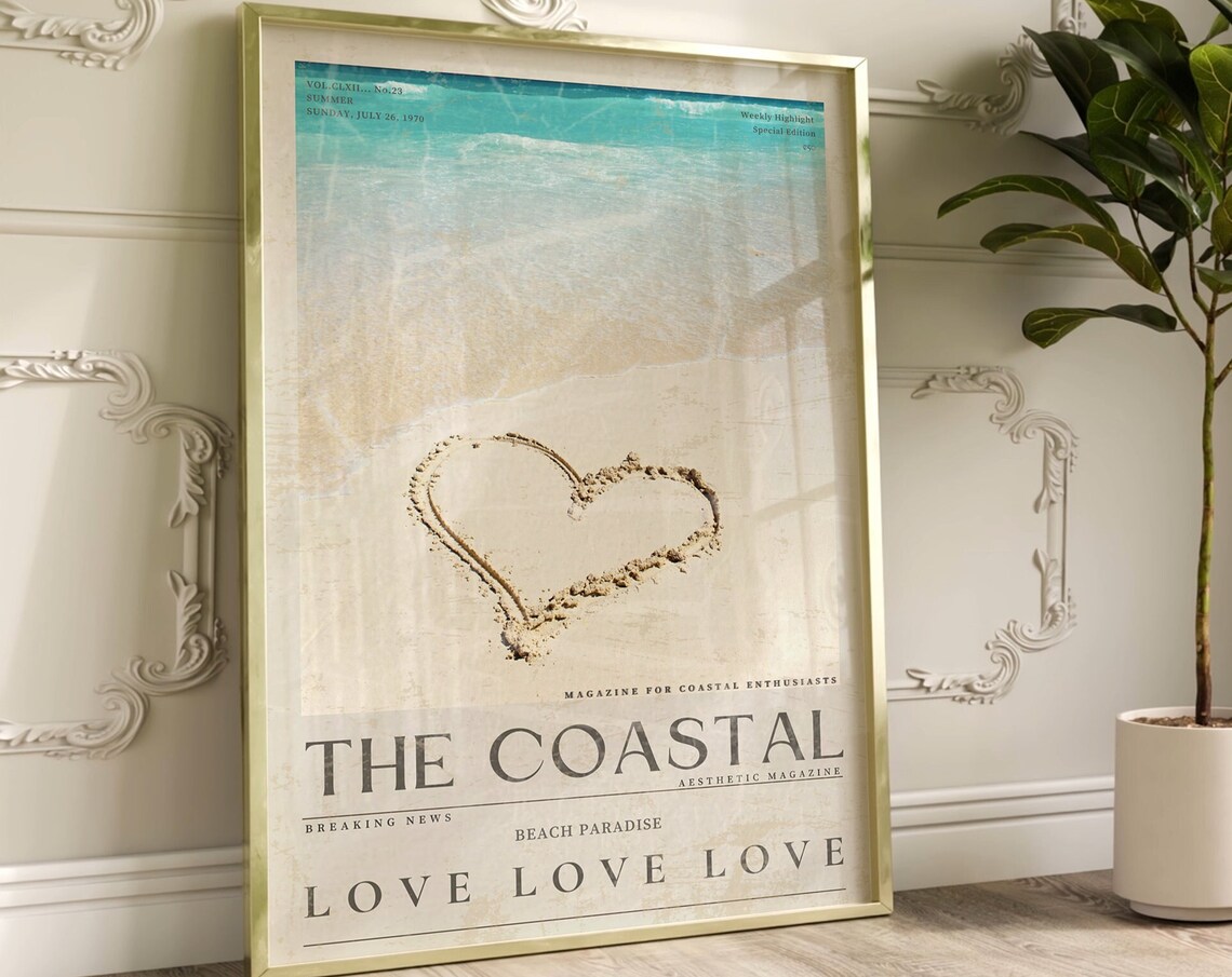 Coastal Life Vintage Beach Poster, Chic Magazine Cover
