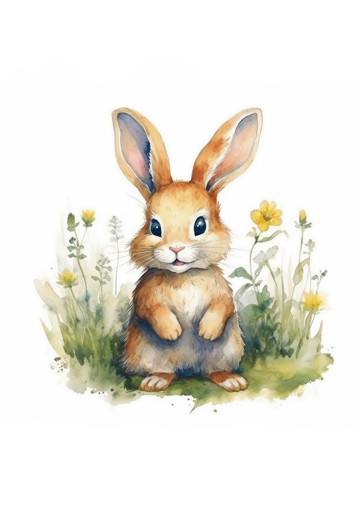 Cute Watercolor Rabbit For Your Childrens Room Artistic Of A Rabbit - Image 3