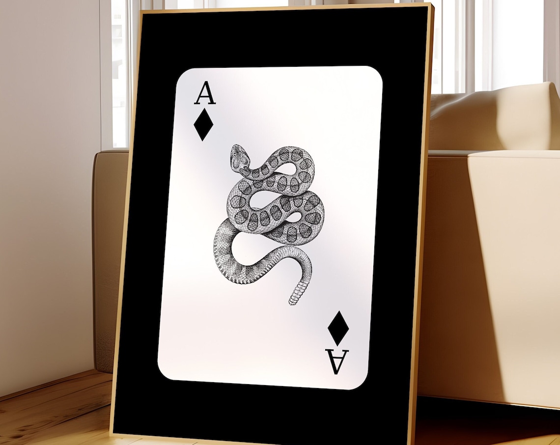 Western Gothic Snake Playing Card Art Print