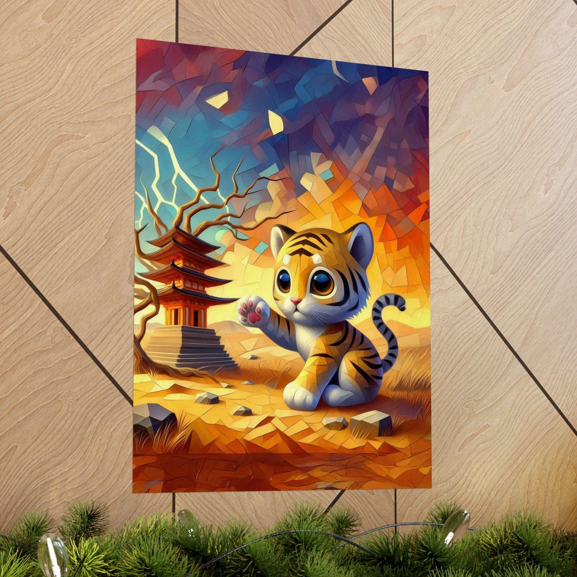 Whimsical Tiger Art Print, Cute Nursery Decor - Image 3
