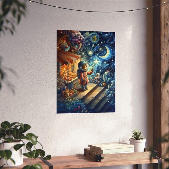 Whimsical Astronaut Art, Cosmic Decor for Space Lovers