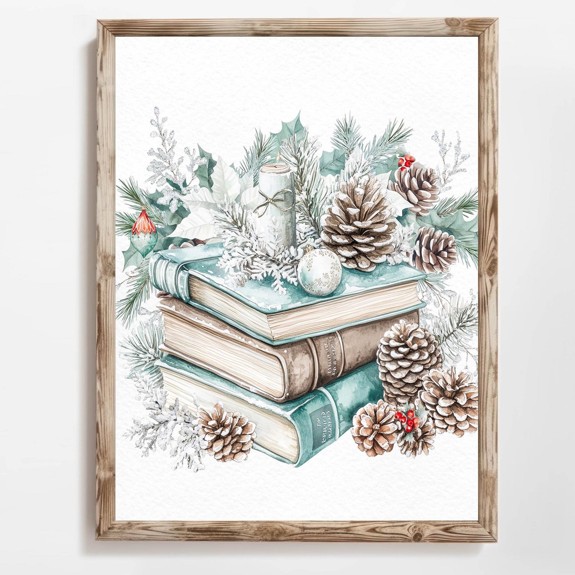 Books Winter Wall Art 5x7 8x10 85x11 11x14 16x20 Watercolor Holiday Sign Winter Farmhouse Sign Diy Woodland Decor Christmas Print