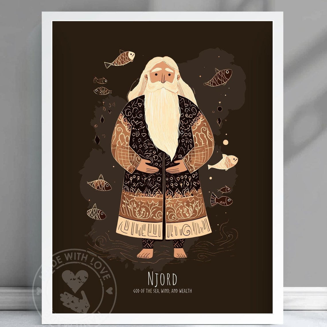 Njord God Of The Sea Wind And Wealth Norse Mythology Folk Art Print