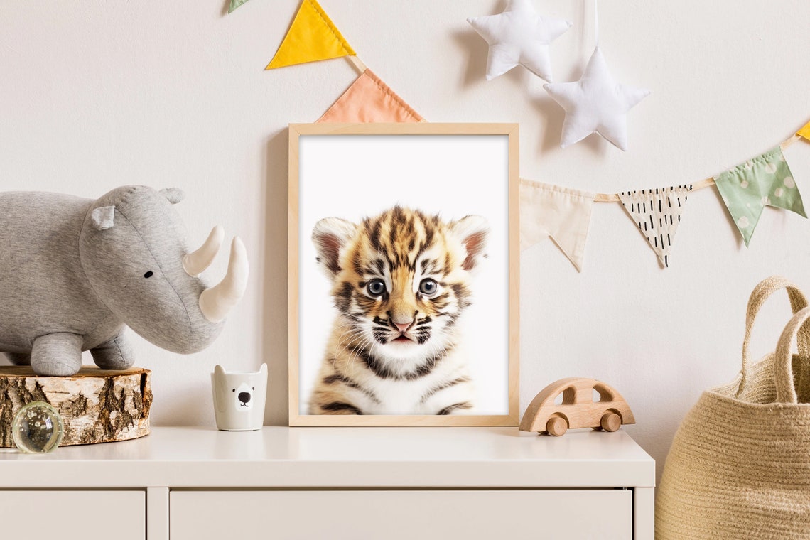 Adorable Baby Tiger Cub Closeup Portrait Nursery Animal Art Print - Image 2