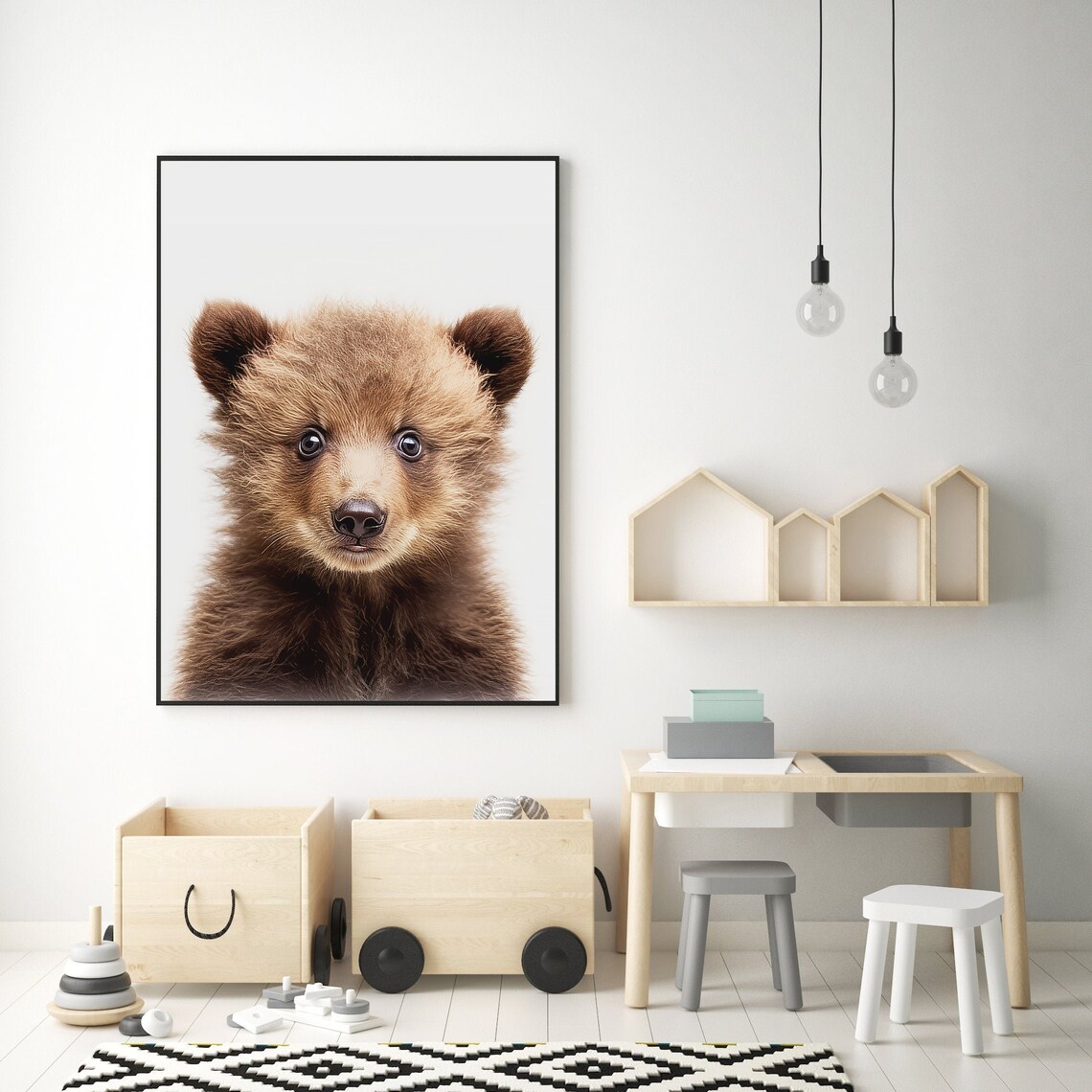 Baby Bear Cub Nursery Portrait Cute Soft Brown Fur Art Print - Image 3