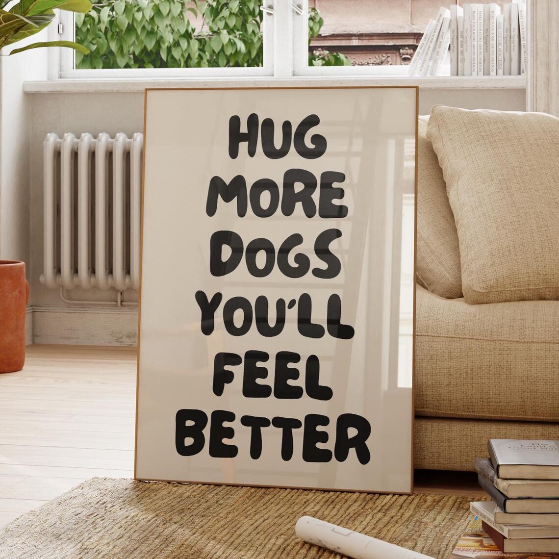 Trendy Dog Wall Art Cute Dogs Poster, Funny Gift