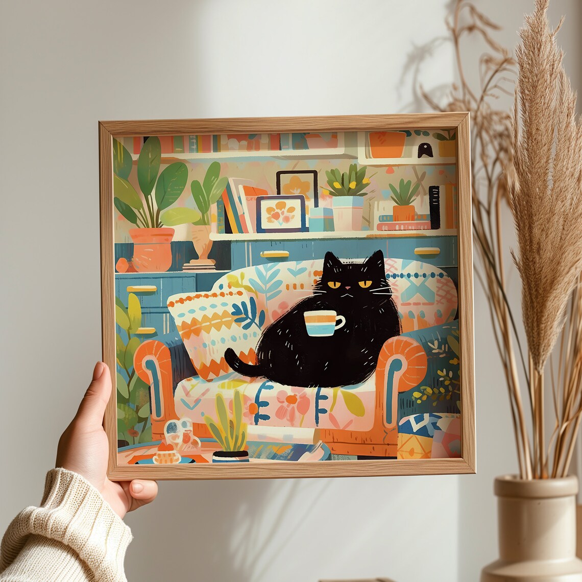 Black Cat Wall Art Print, Cat Mom Birthday Gift - Image 3