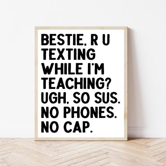 High School Classroom Wall Art Funny Math Teacher Gift Science Poster Middle Print Social Studies Decor No Phones Sign