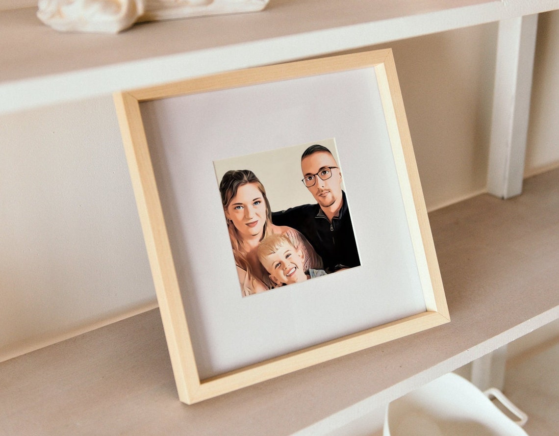 Romantic Digital Painting Couple Portrait Mosaic Background Poster - Image 3