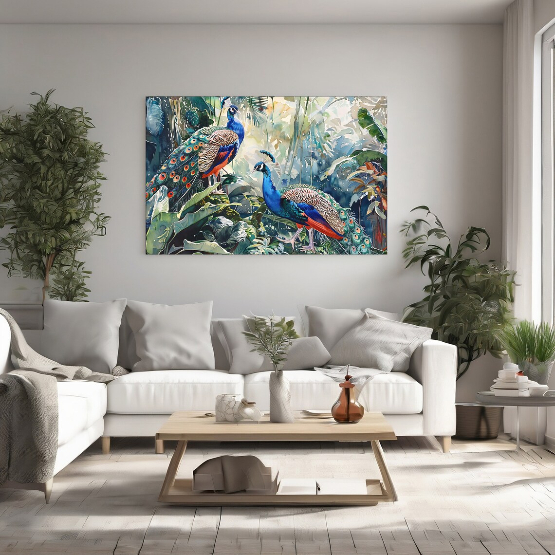 Peacocks in Nature, Victorian Style Bird Art Print - Image 2