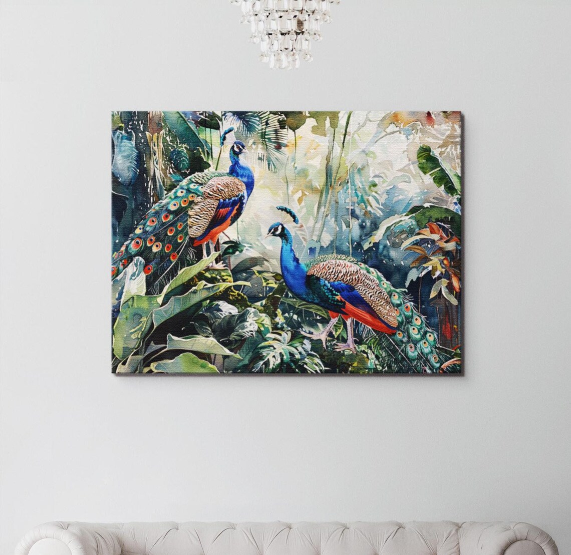 Peacocks in Nature, Victorian Style Bird Art Print