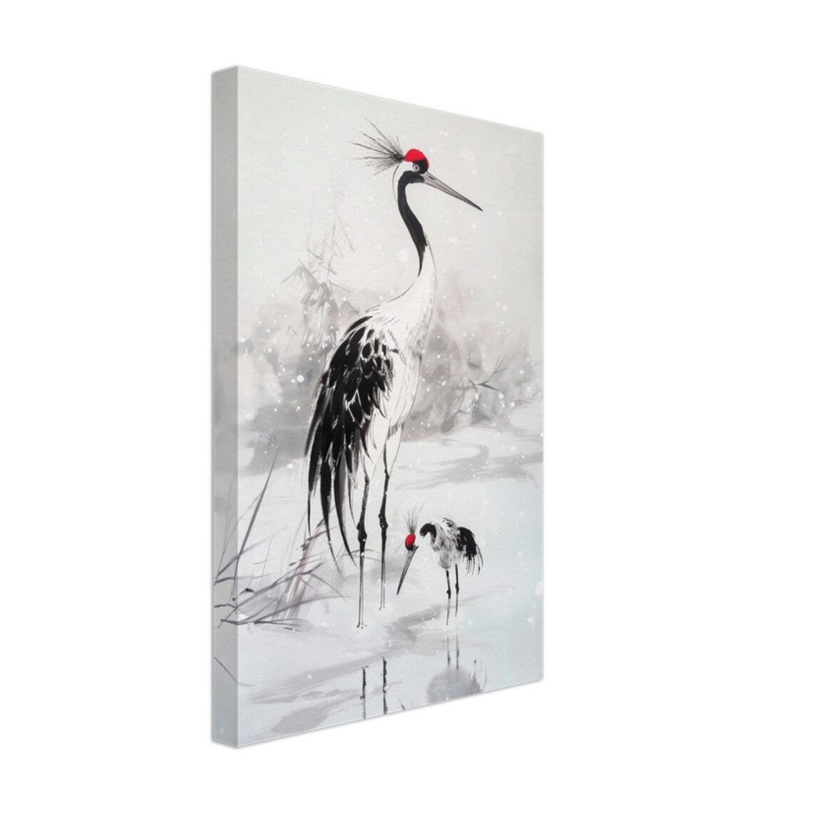 Traditional Japanese Crane Art Print, Monochrome - Image 2