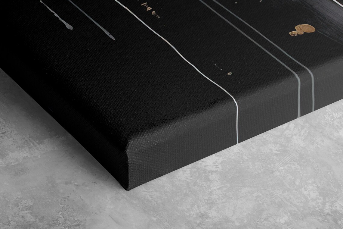 Abstract Painting, Gold Black Gray Home Decor - Image 2