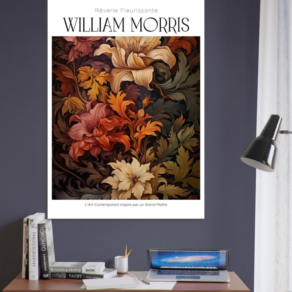 William Morris Flower Botanical Poster, Floral Art Print
