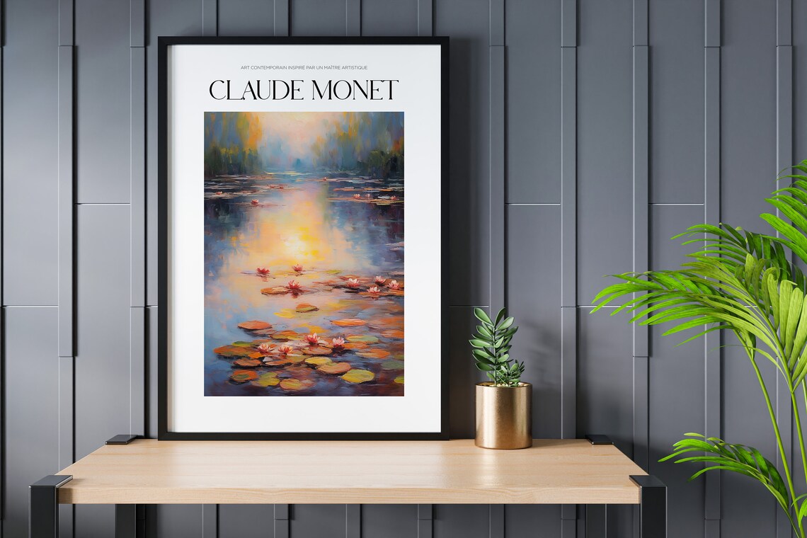 Claude Monet Water Night Landscape, Museum Poster - Image 2