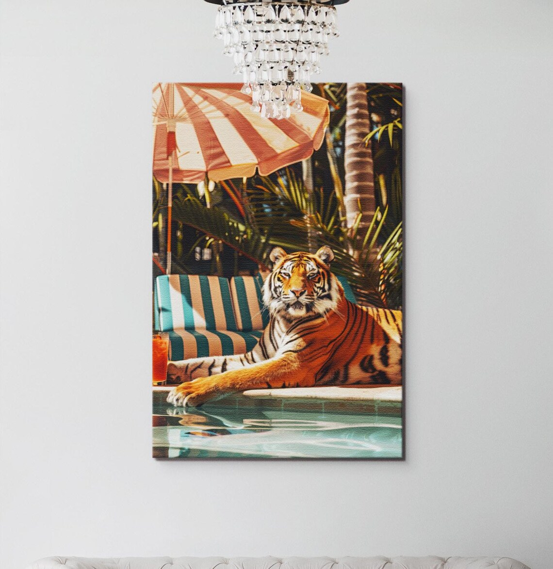 Tiger Pool Jungle Animal Decor, Housewarming Gift