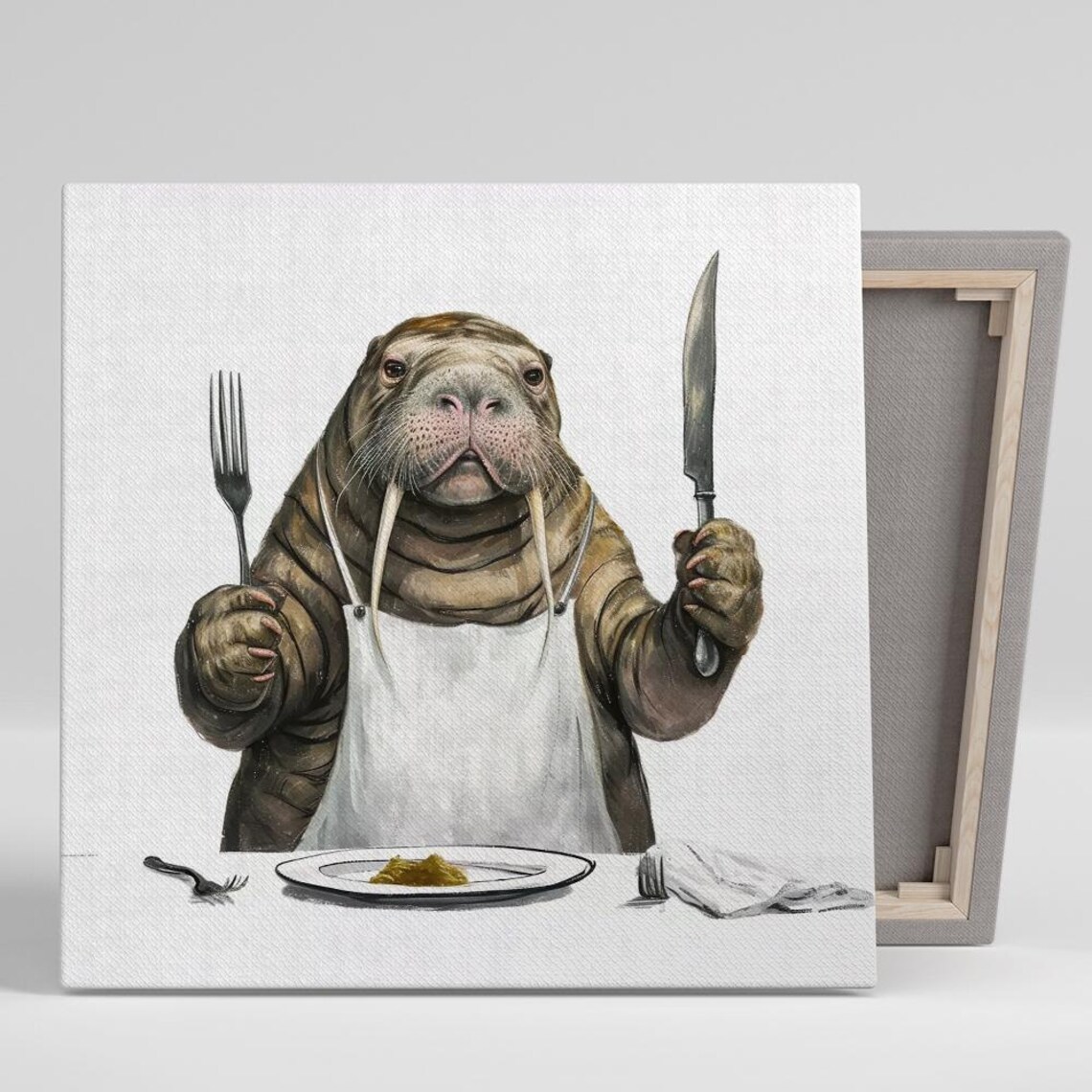 Hungry Walrus Whimsical Humor Wall Art Print