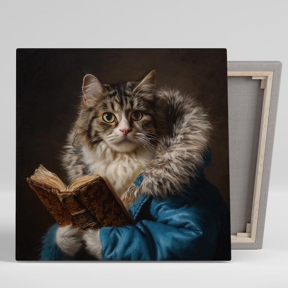 Scholarly Cat, Vintage Bohemian Wall Art Print