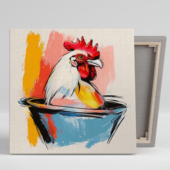 Rooster Art Print, Rustic Kitchen and Dining Decor