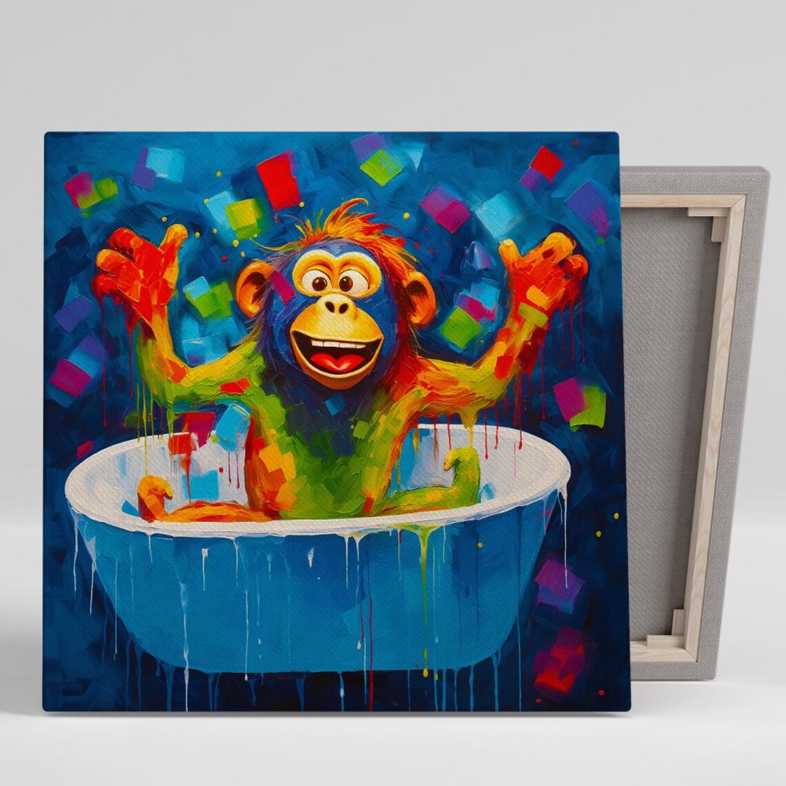 Colorful Chimp Pop Art Poster, Whimsical Decor