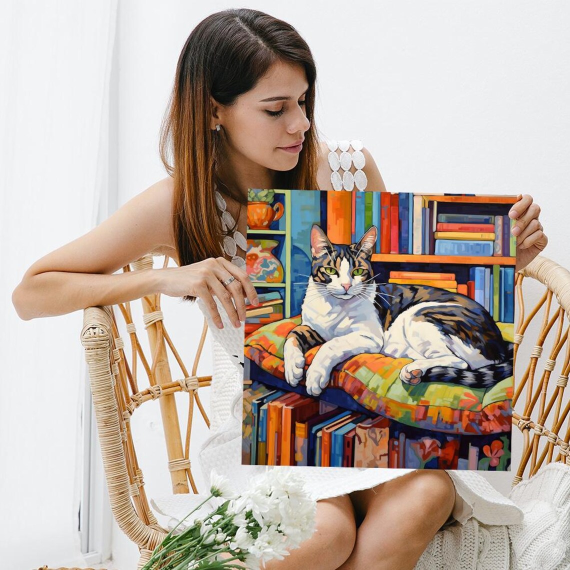 Bookworm Cat Contemporary Pop Art Poster Print - Image 3