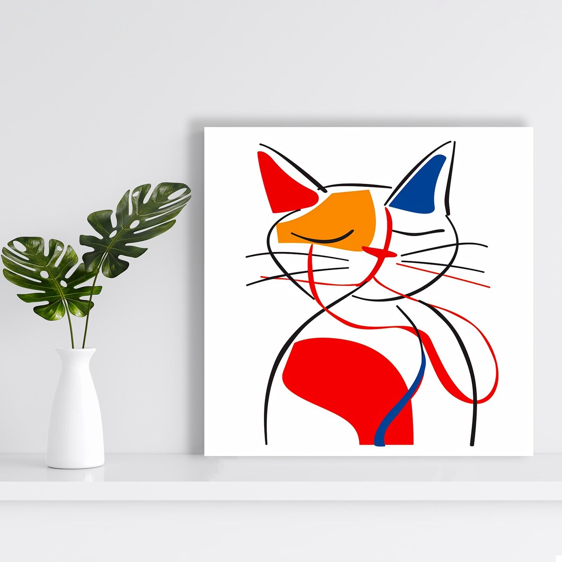 Colorblock Kitty Abstract Minimalist Art Print - Image 2
