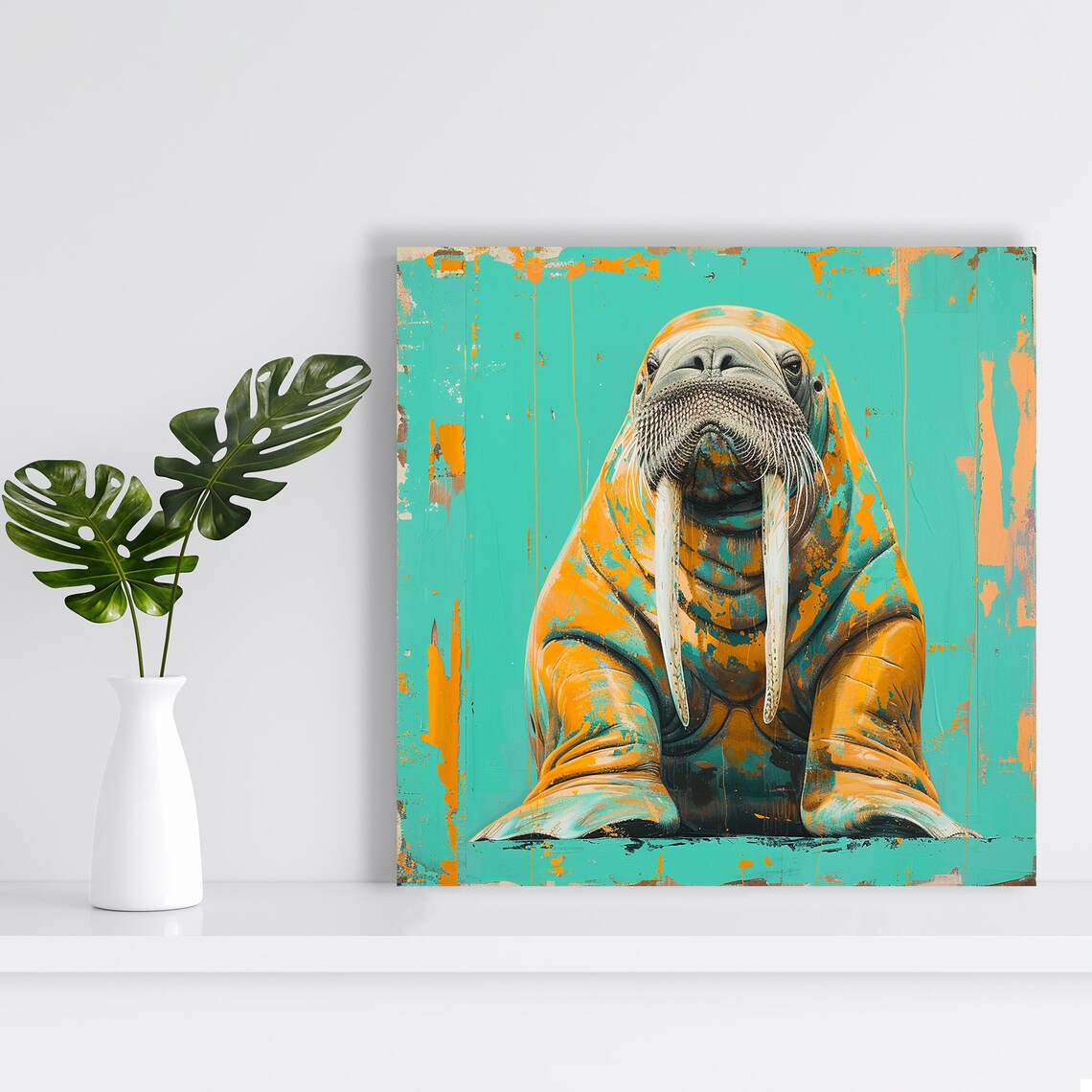 Walrus, Contemporary Pop Animal Wall Art Print - Image 2
