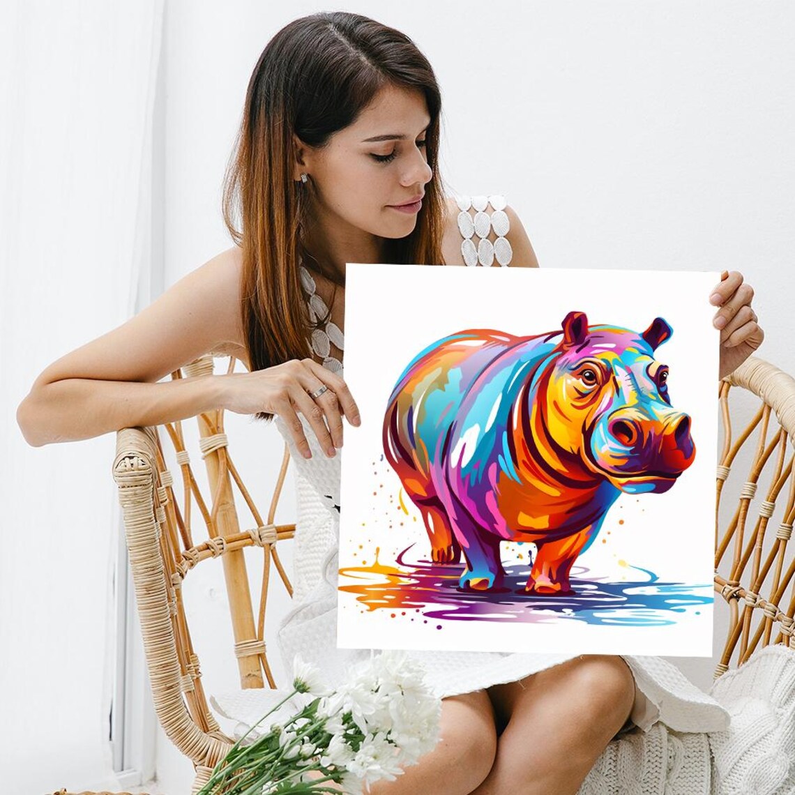 Hippo Splash Art, Contemporary Pop Animal Poster - Image 3