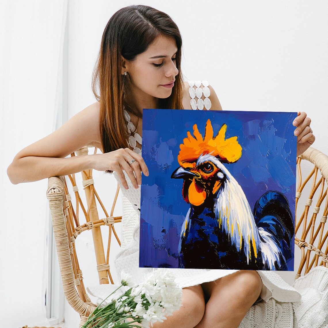 Rooster Awakening, Modern Rustic Animal Wall Art Print - Image 3
