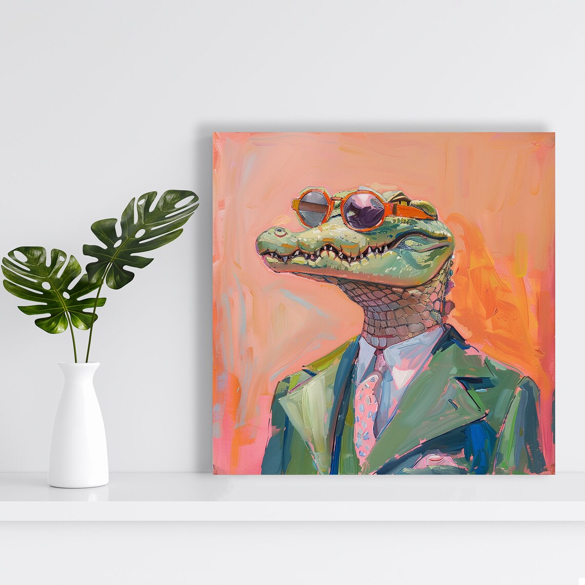 Dapper Gator Surrealism Whimsical Decor Art Print - Image 2
