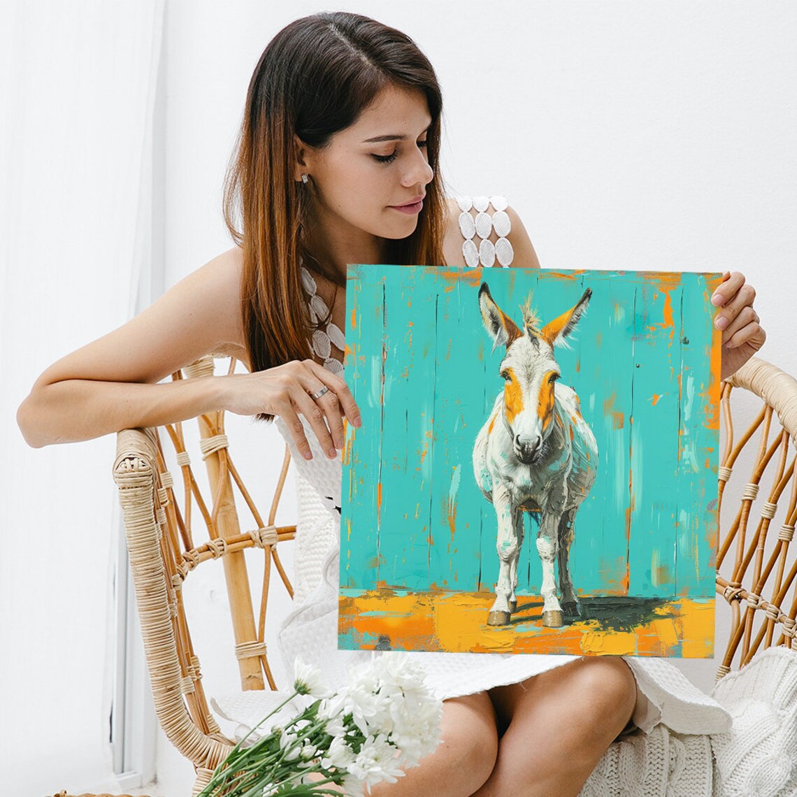 Whimsical Donkey Art Print, Rustic Farmhouse Decor - Image 3