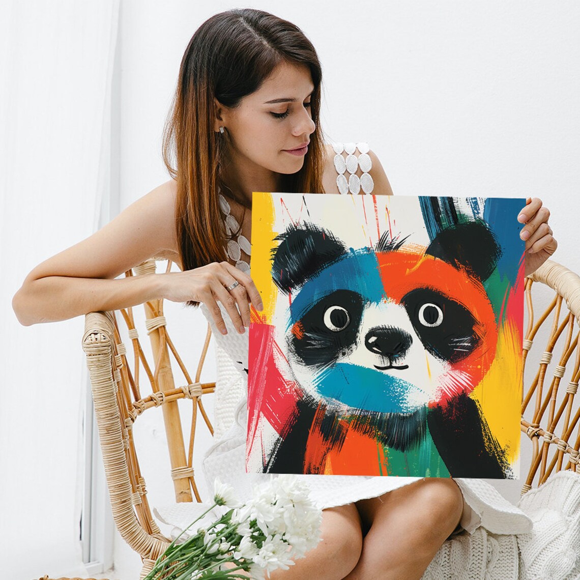 Colorful Raccoon Pop Art Brushstroke Orange Blue Animal Wall Poster - Image 3