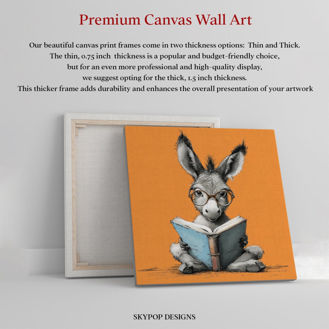 Scholarly Donkey Art Print, Whimsical Modern Decor - Image 3