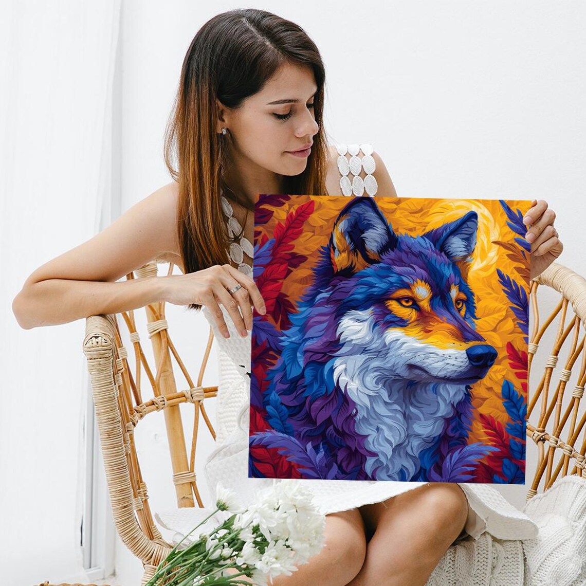 Wolf Spirit Contemporary Bohemian Wall Art Print - Image 3