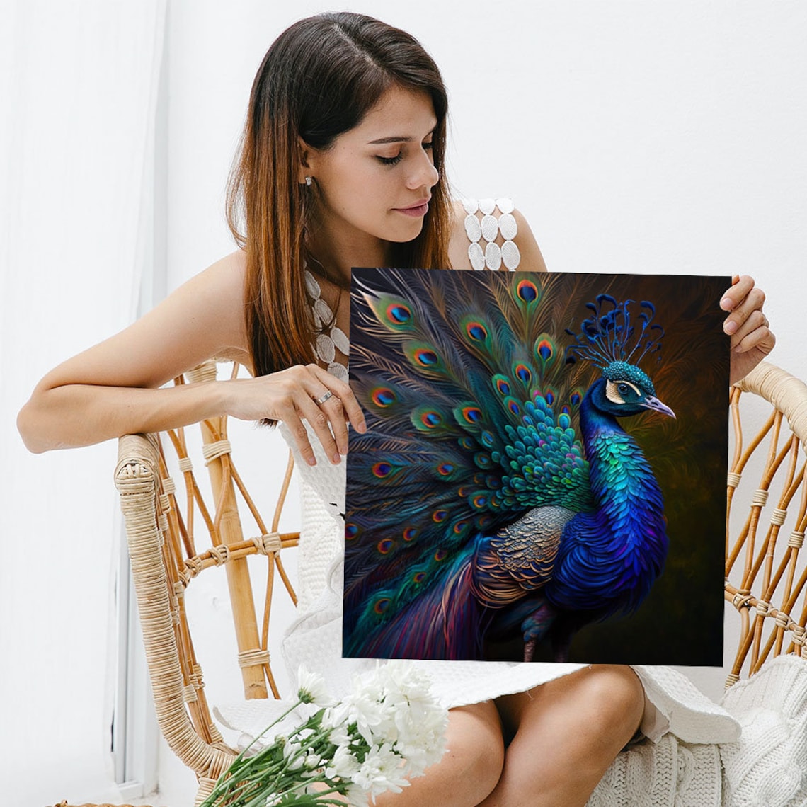 Peacock Wall Art Print, Modern Animal Bird Decor - Image 3
