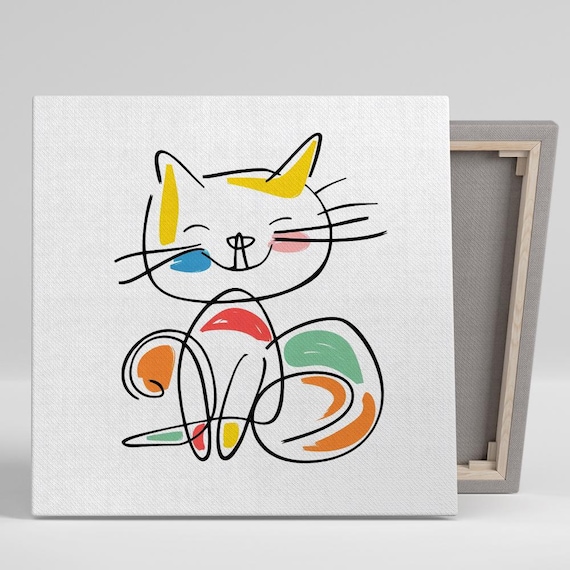 Colorful Cat Abstraction Art Print, Contemporary Decor