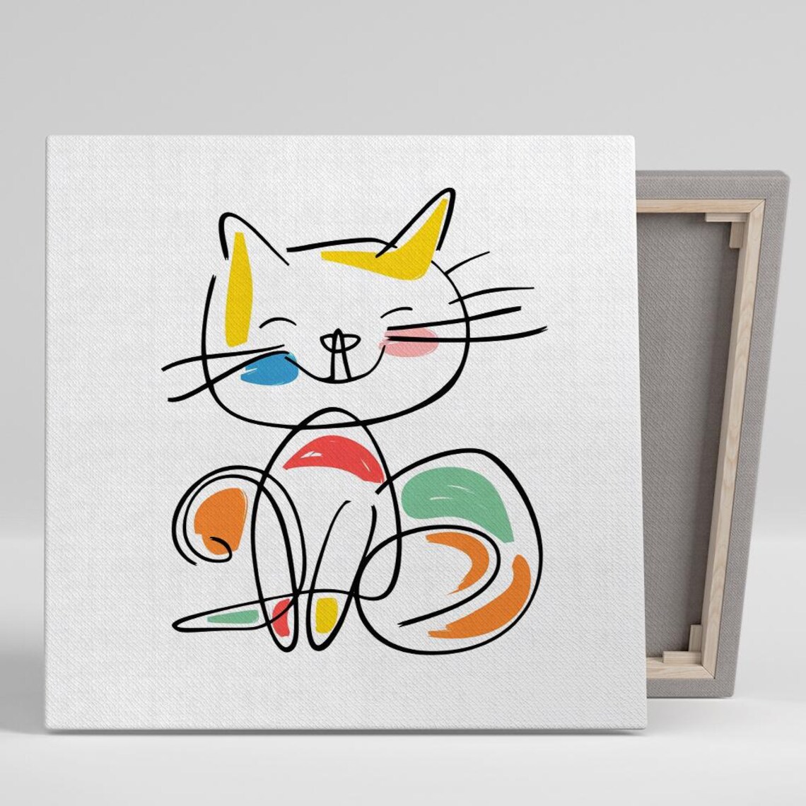 Colorful Cat Abstraction Art Print, Contemporary Decor